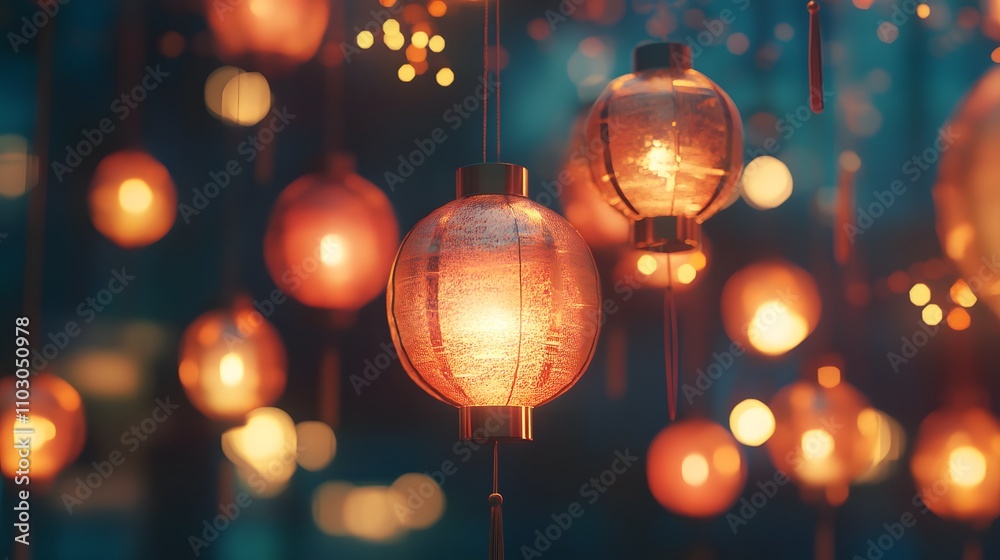 New Year hanging lanterns New Year hanging lanterns