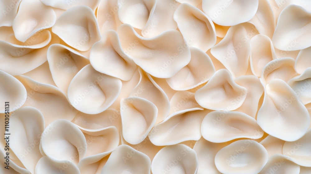 Neatly arranged dumplings on a white dish top-down perspective capturing their delicate folds and authentic culinary appeal Neatly arranged dumplings on a white dish top-down perspective capturing their delicate folds and authentic culinary appeal