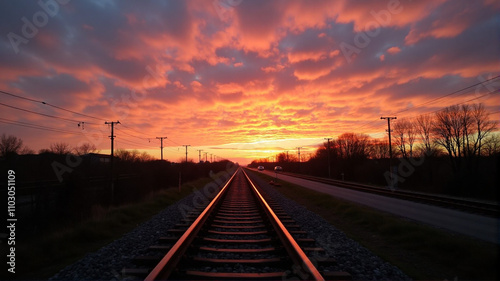 railway at sunset