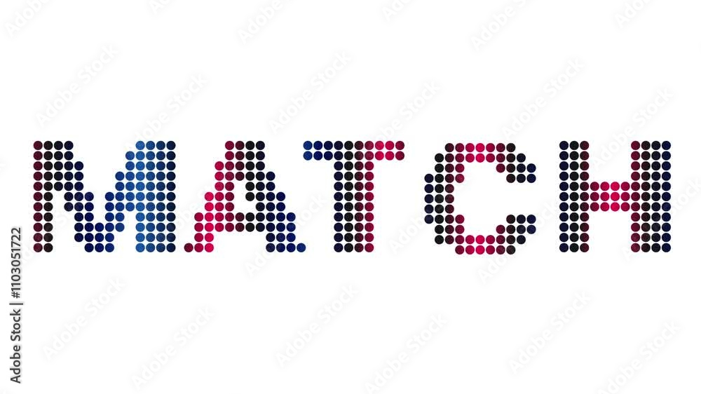 Animated Match text and motion effect title with dots on white background. Proress Format. Animated Match text and motion effect title with dots on white background. Proress Format.