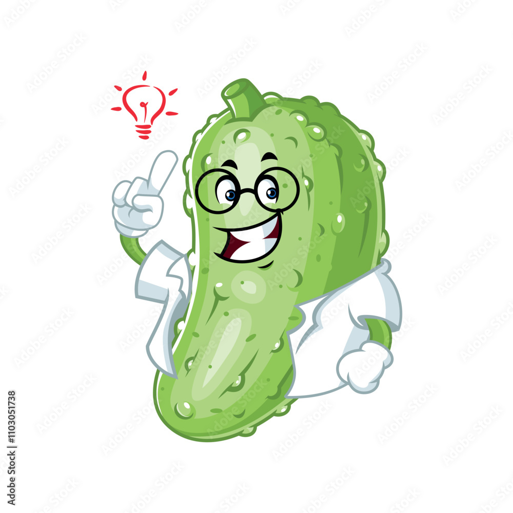 Obraz premium Smart Pickle Cartoon Character.