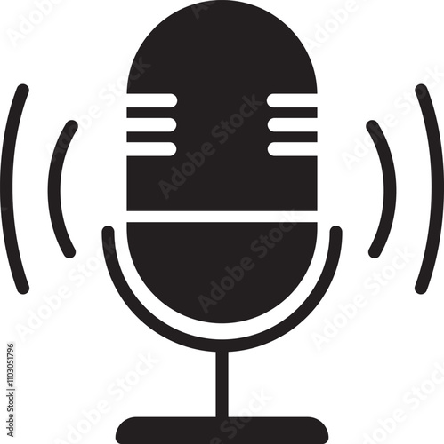 Microphone icon set. Different microphone collection. Podcast mike, journalist microphone, karaoke, conference. 