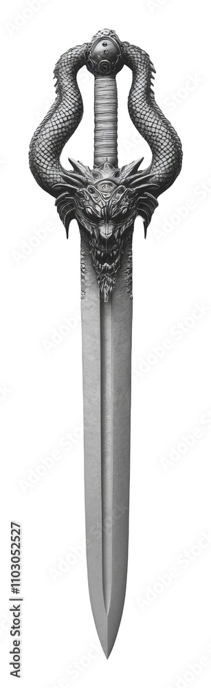 Fantasy Dragon Sword Epic Weapon 3D Render Game Asset Medieval Mythical Fantasy Art Silver Steel Fantasy Dragon Sword Epic Weapon 3D Render Game Asset Medieval Mythical Fantasy Art Silver Steel