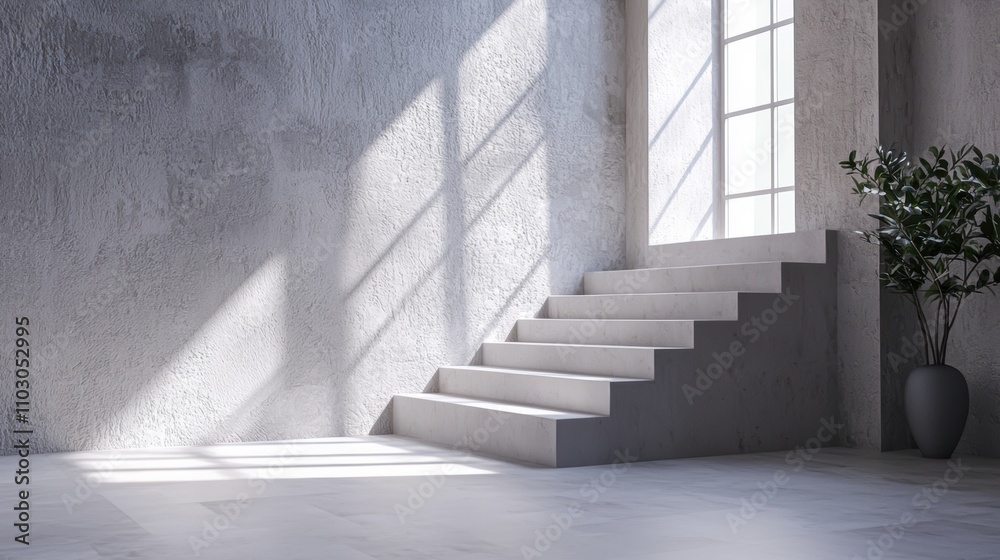 Minimal white stairs blending seamlessly into a neutral wall modern interior concept showcasing elegance in simplicity and functionality Minimal white stairs blending seamlessly into a neutral wall modern interior concept showcasing elegance in simplicity and functionality