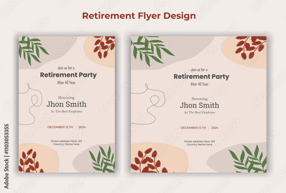 Retirement party invitation flyer design template
Retirement party invitation flyer design template