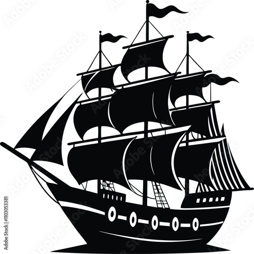 ship on a black