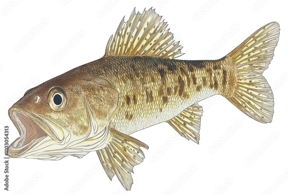 Fototapeta premium Detailed Fish Aquatic Life Wildlife Marine Animal Brown Fish Nature Open Mouth Scales