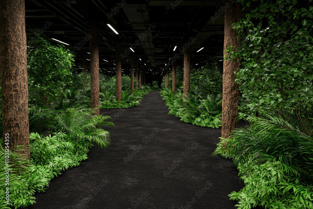 Exploring a lush green pathway urban jungle nature scene serene environment low angle view Exploring a lush green pathway urban jungle nature scene serene environment low angle view