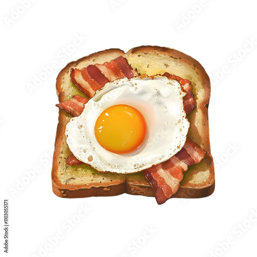 Classic Bacon and Egg on Golden Toast Gourmet Food Art