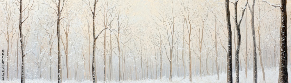 Fototapeta premium Serene Winter Forest Snow Covered Trees Tranquil Landscape