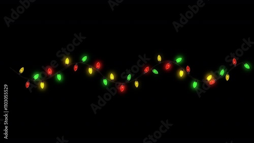 Colorful Holidays Party Lights String Overlay Element with Alpha Channel