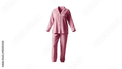 Mockup of Pink pajamas floating isolated on white background. photo