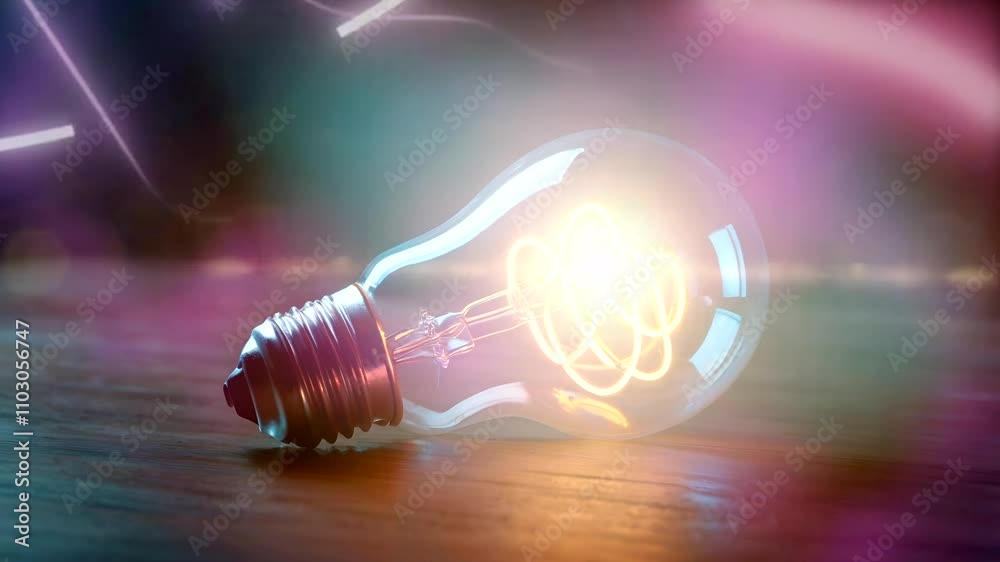 bright neon light bulb background sound waves effect bright neon light bulb background sound waves effect