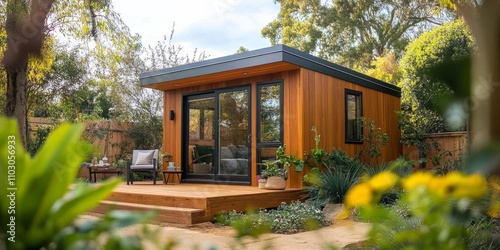 ADU Small Home Studio Innovative Backyard Unit for Small Space Living Ideal for Home Addition Concept photo