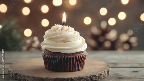 Festive Chocolate Cupcake with Golden Glitter