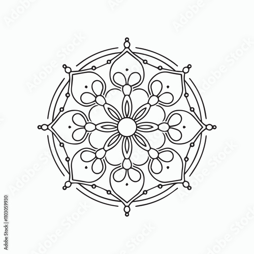 Hand-drawn flower design mandala drawing vector