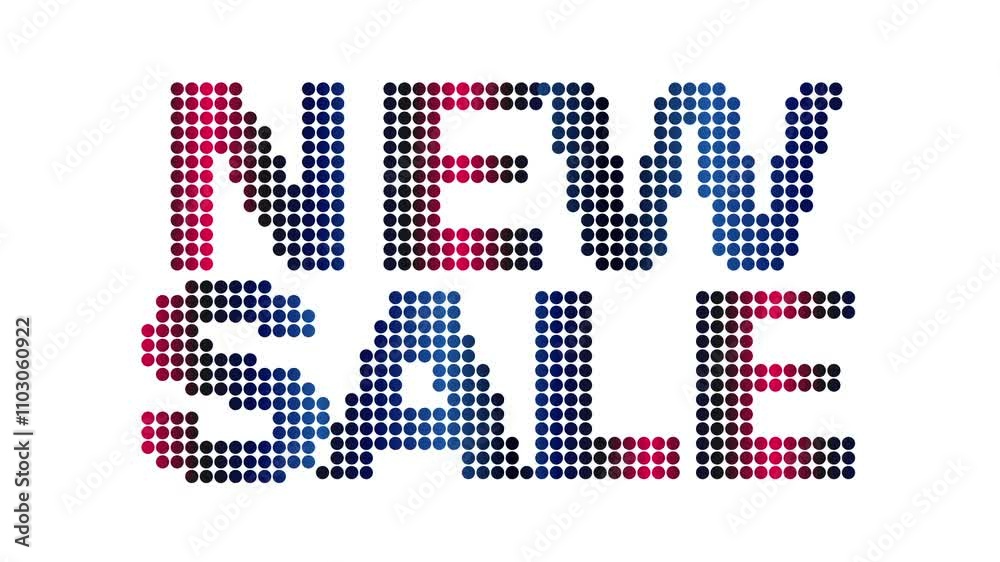Animated Newsale text and motion effect title with dots on white background. Proress Format. Animated Newsale text and motion effect title with dots on white background. Proress Format.