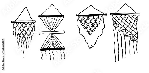 Macramé Hand-Drawn Set | Doodle Vector for Craft Designs