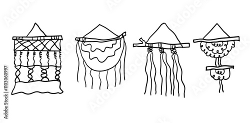 Macramé Hand-Drawn Set | Doodle Vector for Craft Designs