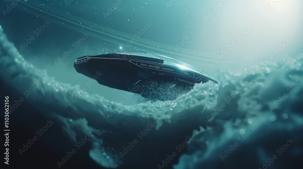 Futuristic spacecraft hovering above icy Uranus surface, distant stars and faint rings visible, symbolizing outer solar system exploration with advanced technology. Futuristic spacecraft hovering above icy Uranus surface, distant stars and faint rings visible, symbolizing outer solar system exploration with advanced technology.