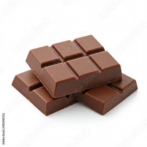 delicious chocolate bar isolated on white background - sweet treat food photography stock image