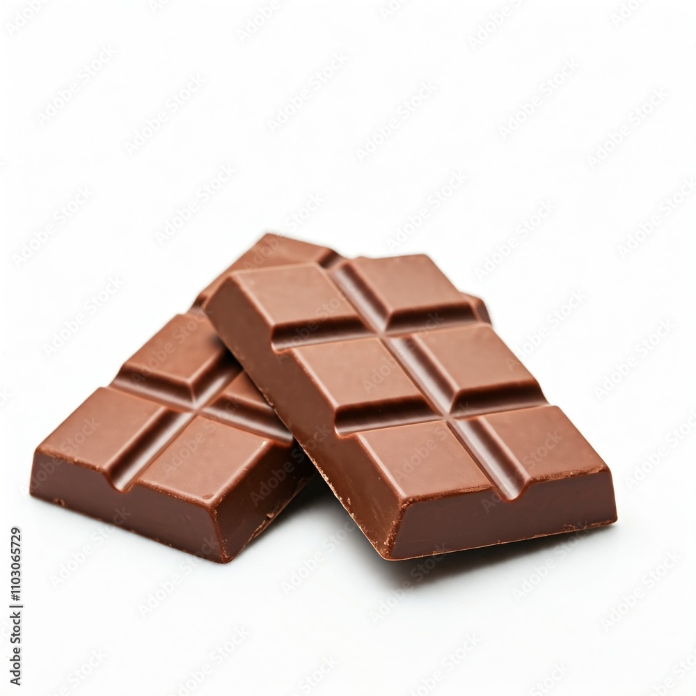 close up of two milk chocolate bars on white background close up of two milk chocolate bars on white background