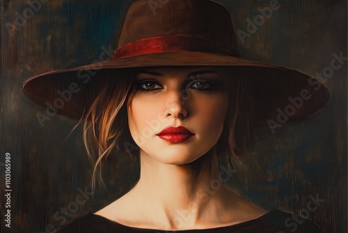 Dramatic Portrait of a Woman in a Dark Wide-Brimmed Hat