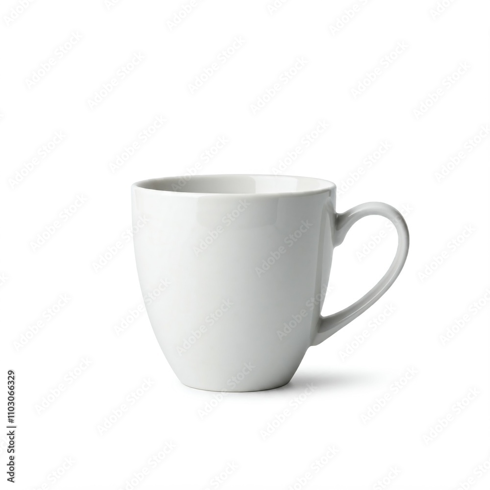 white ceramic mug with rounded handle on white background isolated mockup white ceramic mug with rounded handle on white background isolated mockup