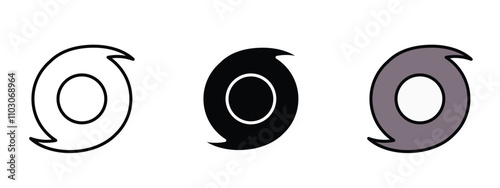 Set of three editable and reusable hurricane icon