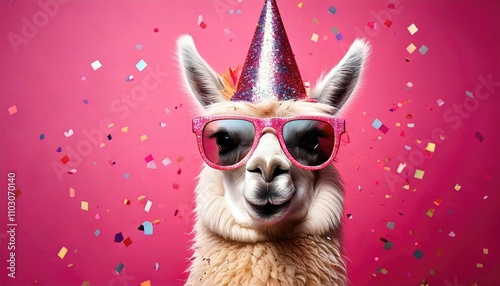 Festive Llama Celebration	A llama ready for a birthday fiesta photo