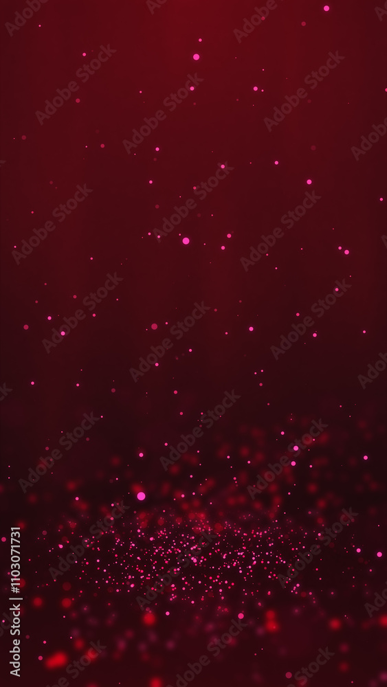 Red particles twirling on the ground and flying in the air with light rays at the top center, vertical composition. Event and banner background. Red particles twirling on the ground and flying in the air with light rays at the top center, vertical composition. Event and banner background.