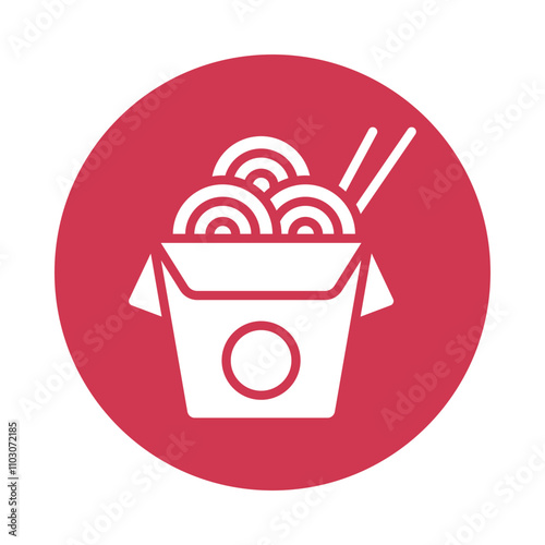 Noodle vector gylph Circle Icon. Eps 10 file