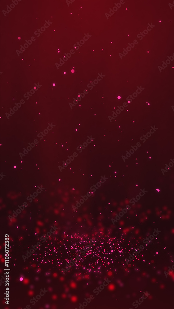 Red particles twirling on the ground and flying in the air with light rays at the top center, vertical composition. Event and banner background. Red particles twirling on the ground and flying in the air with light rays at the top center, vertical composition. Event and banner background.