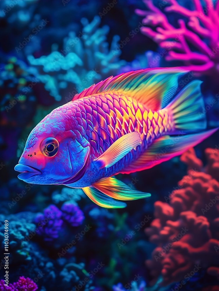 Vibrant Rainbow Fish in a Coral Reef Vibrant Rainbow Fish in a Coral Reef