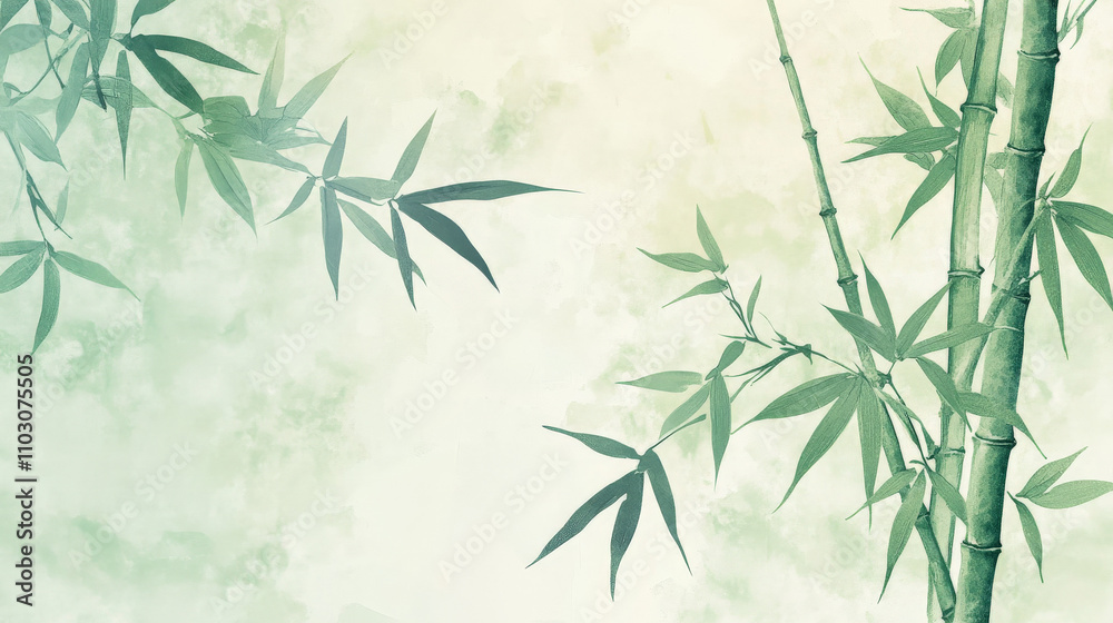 Fototapeta premium A soft and harmonious Japanese pattern of bamboo