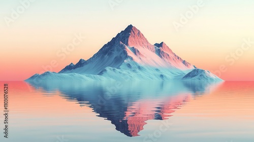 Excellence flat design front view mountain peak theme water color photo