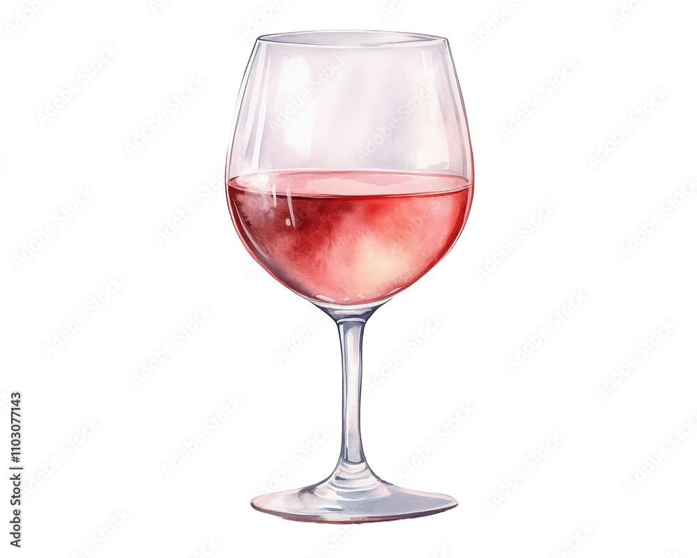 A glass of red wine is shown in a watercolor style Transparent Background A glass of red wine is shown in a watercolor style Transparent Background