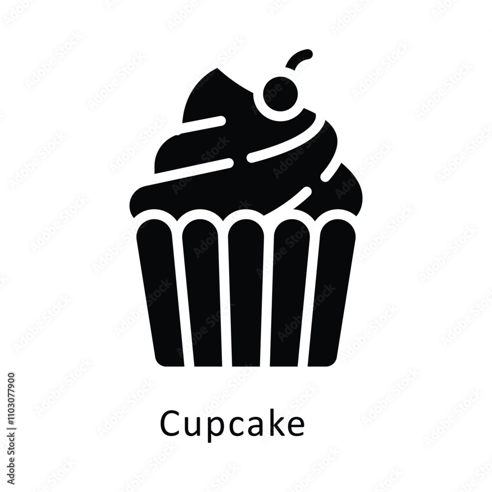 Cupcake  vector gylph Icon. Eps 10 file