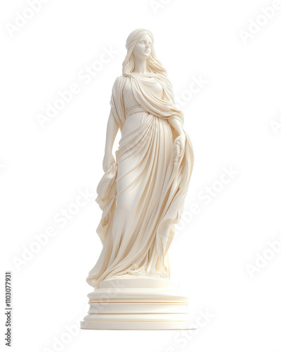 A statue of a woman in a white dress Transparent Background