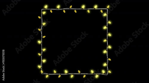 Yellow Lights Square Overlay Frame Element with Alpha Channel