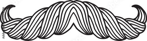 Curly mustaches doodle. Vintage hipster face symbol