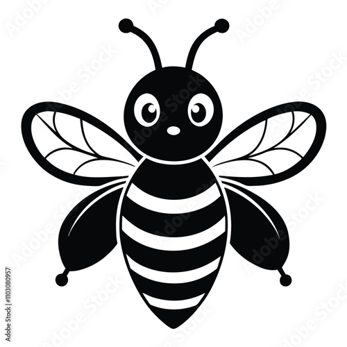 Cute bee silhouette vector Illustration