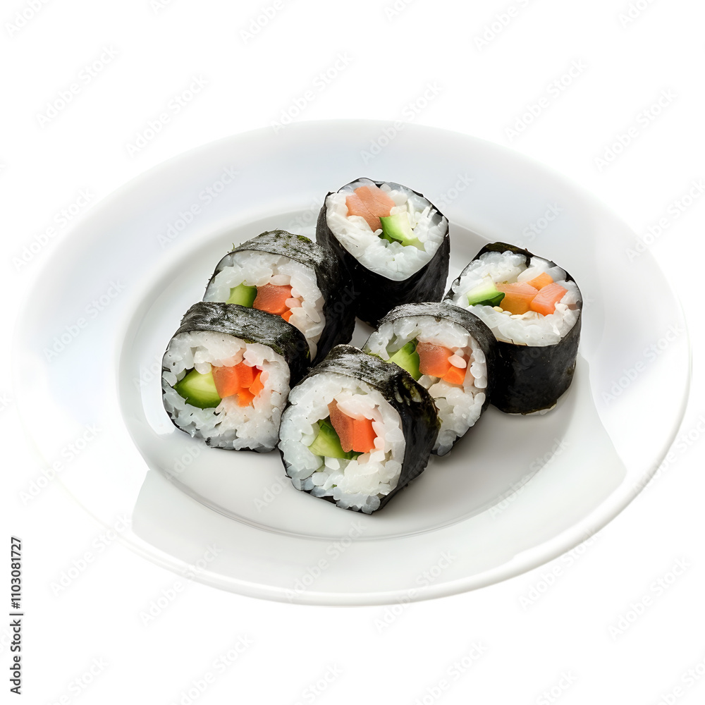 Japanese Cuisine: Beautifully Plated Vegetable Sushi Rolls Japanese Cuisine: Beautifully Plated Vegetable Sushi Rolls