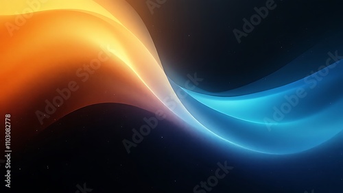 Dark grainy background, orange blue glowing abstract shape black noise texture backdrop wide banner poster header cover wallpaper design