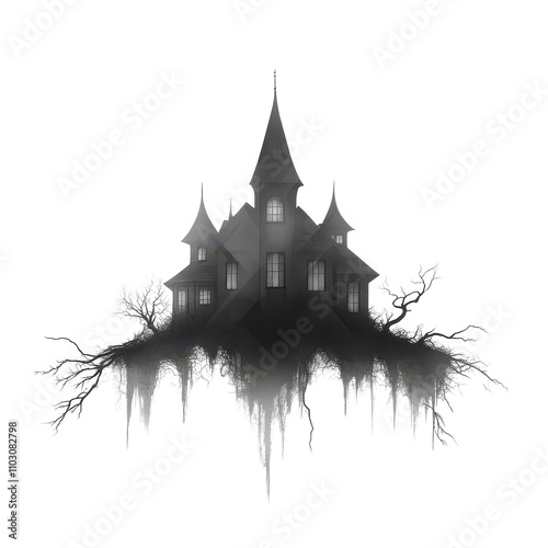 A creepy castle with a spooky atmosphere Transparent Background