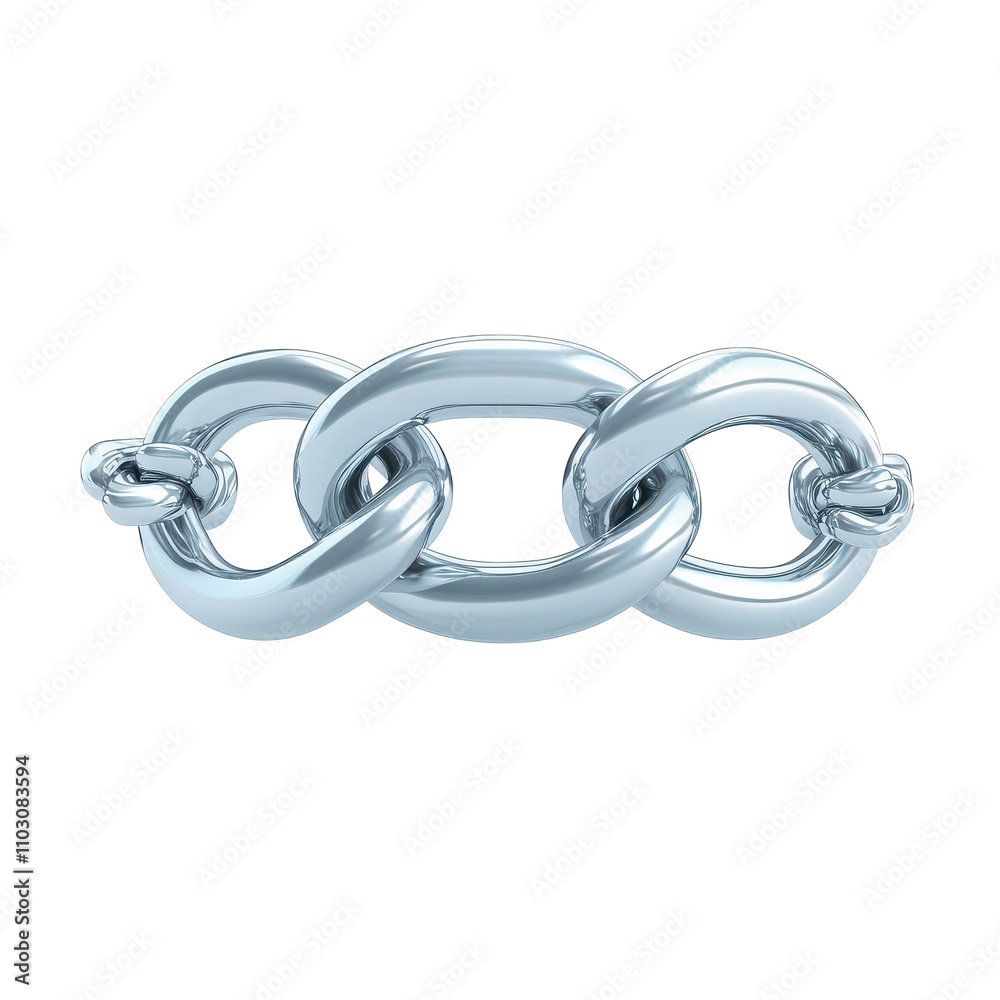 Obraz premium A silver chain with three links Transparent Background