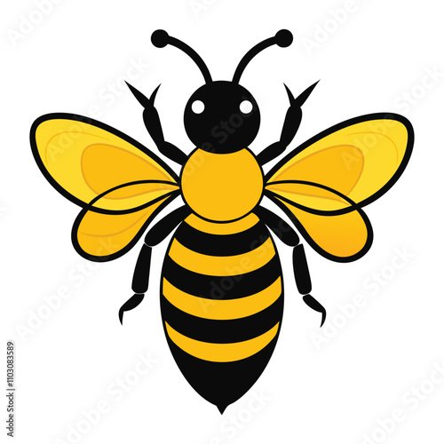 Cute bee silhouette vector Illustration 