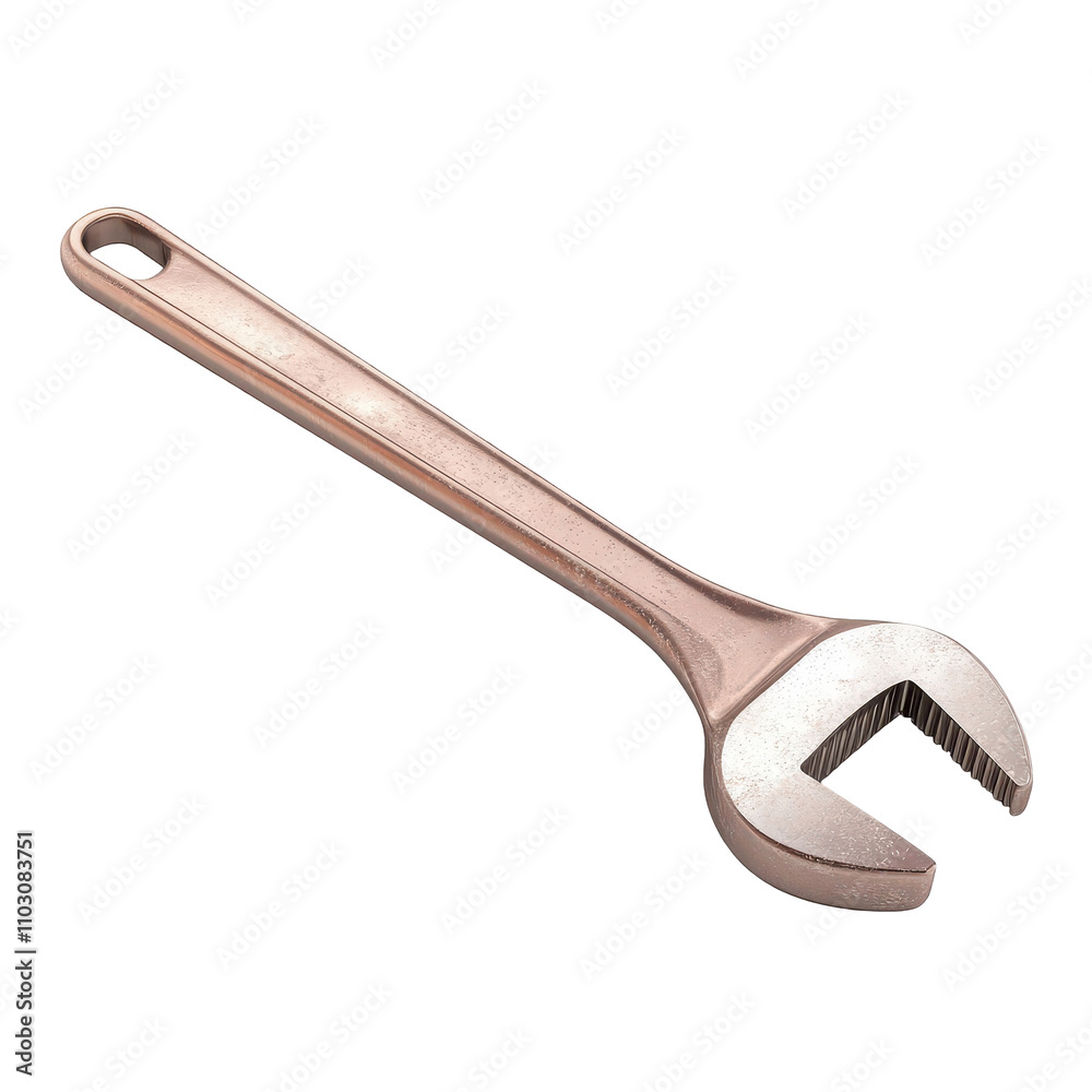 A gold plated wrench is shown in a white background Transparent Background A gold plated wrench is shown in a white background Transparent Background