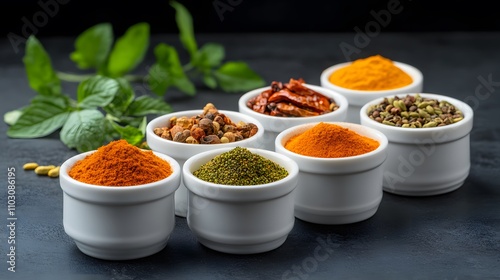 Cooking spices display kitchen food photography culinary environment close-up view flavor exploration photo