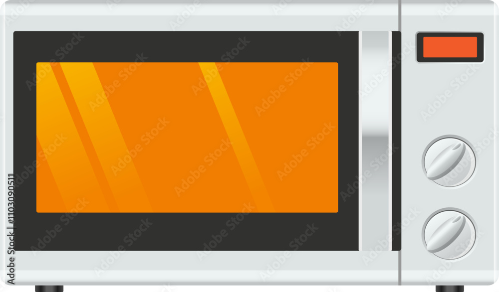 Obraz premium Microwave cartoon icon. Kitchen cooking electric appliance